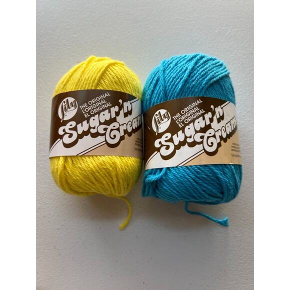 Lily Sugar 'n Cream Sunshine and Hot Blue 100% Cotton 4-Ply Yarn 2-Pack 2.5 Oz - Picture 1 of 5